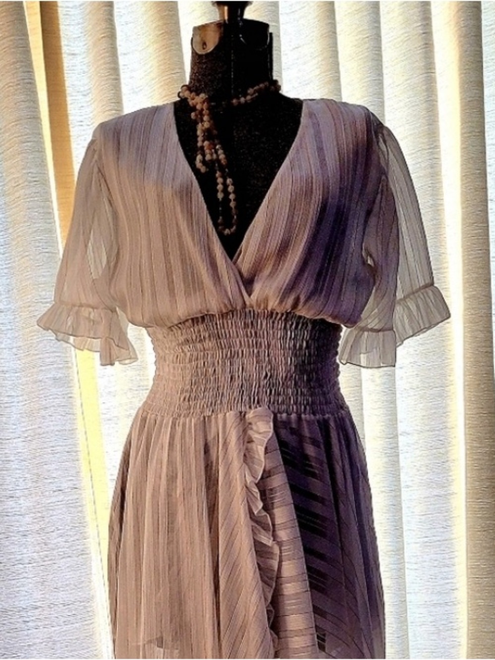 NWT Designer MONACO floor length ruffle dress, open in front, elastic waist!!